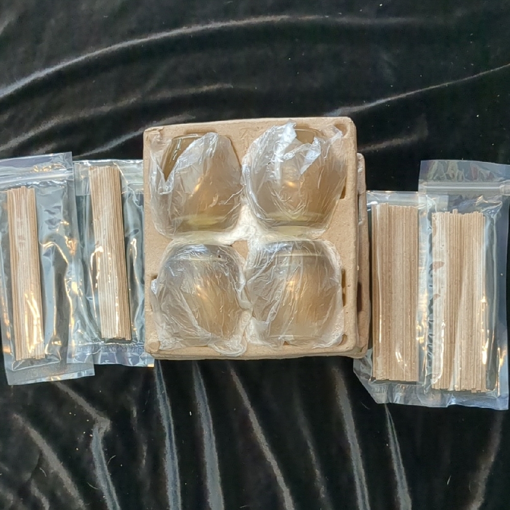 Glass Candle Holders with Wooden Sticks